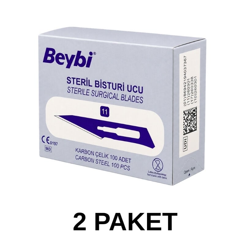 Beybi Steril Çelik Bisturi Ucu 11 Numara 100 Adet 2 Paket
