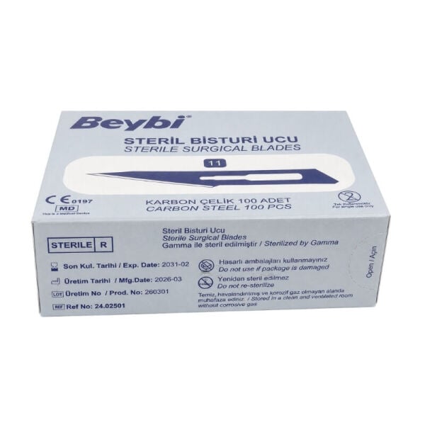 Beybi Steril Çelik Bisturi Ucu 11 Numara 100 Adet 2 Paket