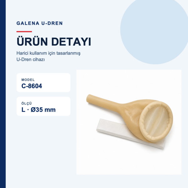 Galena U-Dren Erkek İdrar Prezervatif Sonda L Ø35 mm 30 Paket