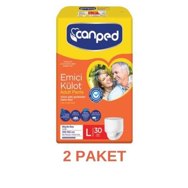 Canped Emici Külot Yetişkin Hasta Bezi L 30 Lu 2 Paket