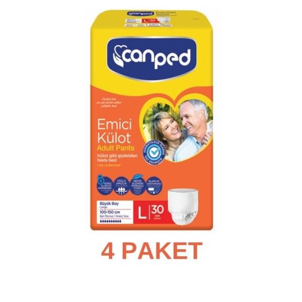 Canped Absorbent Panties Adult Diaper L 30 Pieces 4 Pack