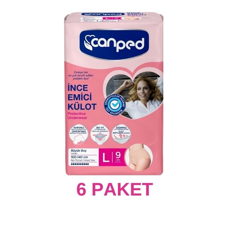 Canped İnce Külotlu Mesane Pedi L 6 Paket 54 Adet