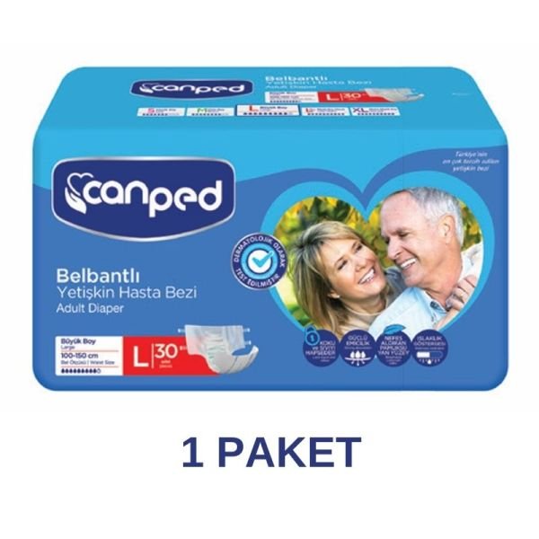 Canped Belbantlı Tekstil Yüzeyli Yetişkin Hasta Bezi L 30 Lu