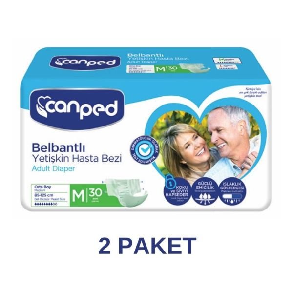 Canped Belbantlı Polietilen Yetişkin Hasta Bezi M 30 Lu 2 Paket