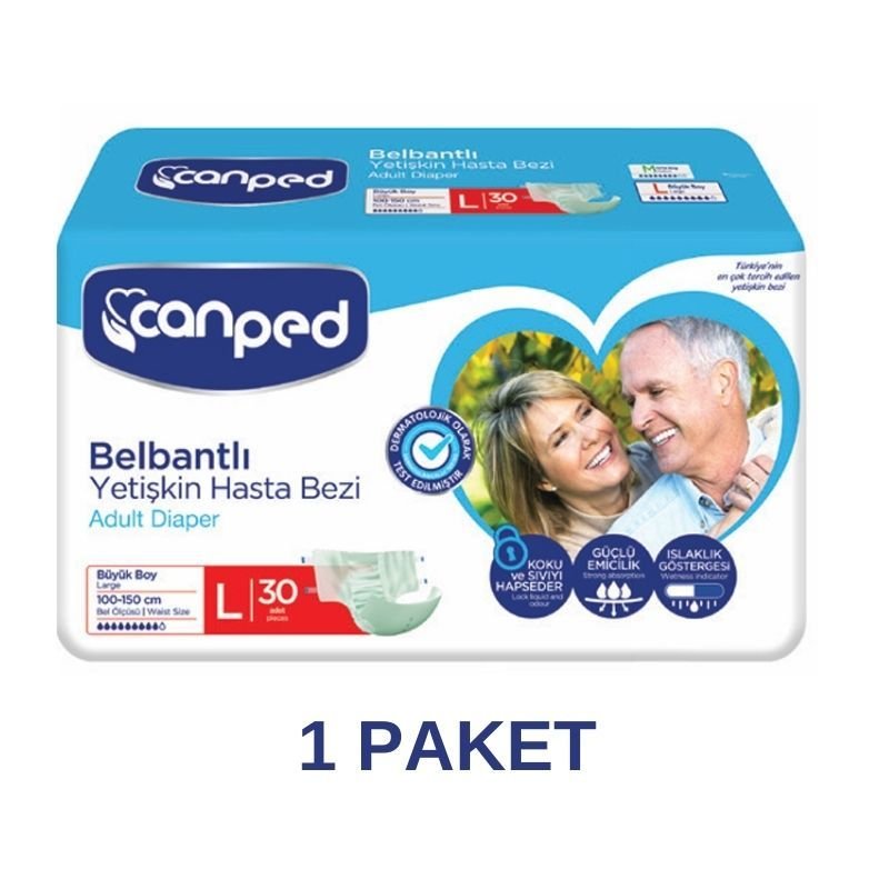 Canped Belbantlı Polietilen Yetişkin Hasta Bezi L 30 Lu
