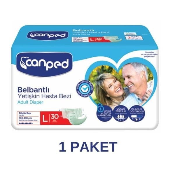 Canped Belbantlı Polietilen Yetişkin Hasta Bezi L 30 Lu