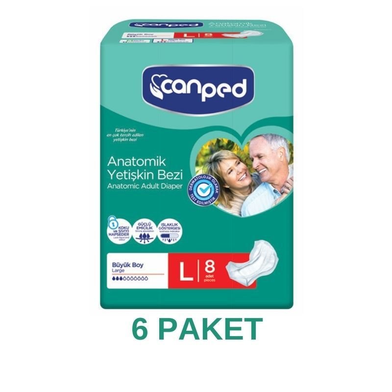 Canped Anatomik Hasta Bezi L 8 Li 6 Paket