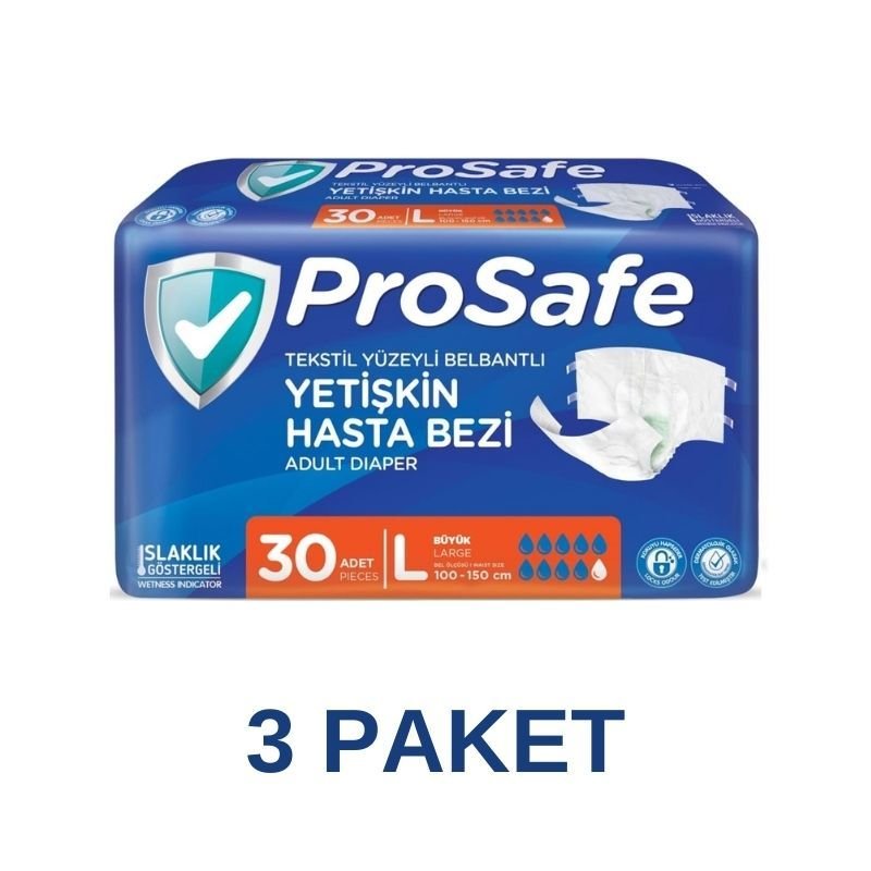 Prosafe Belbantlı Yetişkin Hasta Bezi L 30 Lu 3 Paket