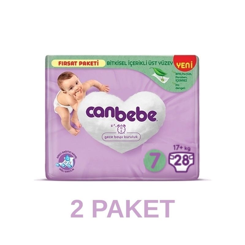 Canbebe XXL Bebek Bezi 7 Beden 28 Li 2 Paket