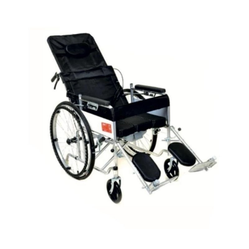 Tekin TKM-06 Manual Wheeled Toilet Chair with Raising Back and Lowering Feet