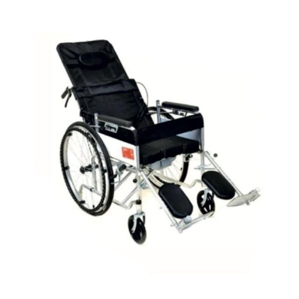Tekin TKM-06 Manual Wheeled Toilet Chair with Raising Back and Lowering Feet