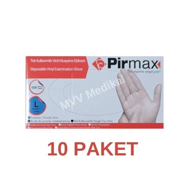 قفازات فحص فينيل للاستخدام مرة واحدة من بيرماكس، كبيرة، 100 قطعة، 10 عبوات