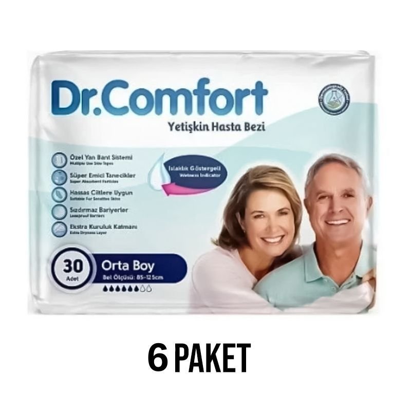 Dr.Comfort Belbantlı Yetişkin Hasta Bezi M 30 Lu 6 Paket