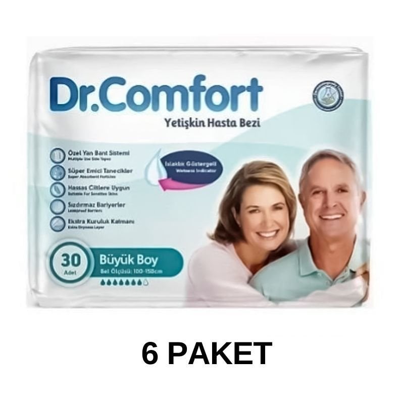 Dr.Comfort Belbantlı Yetişkin Hasta Bezi L 30 Lu 6 Paket