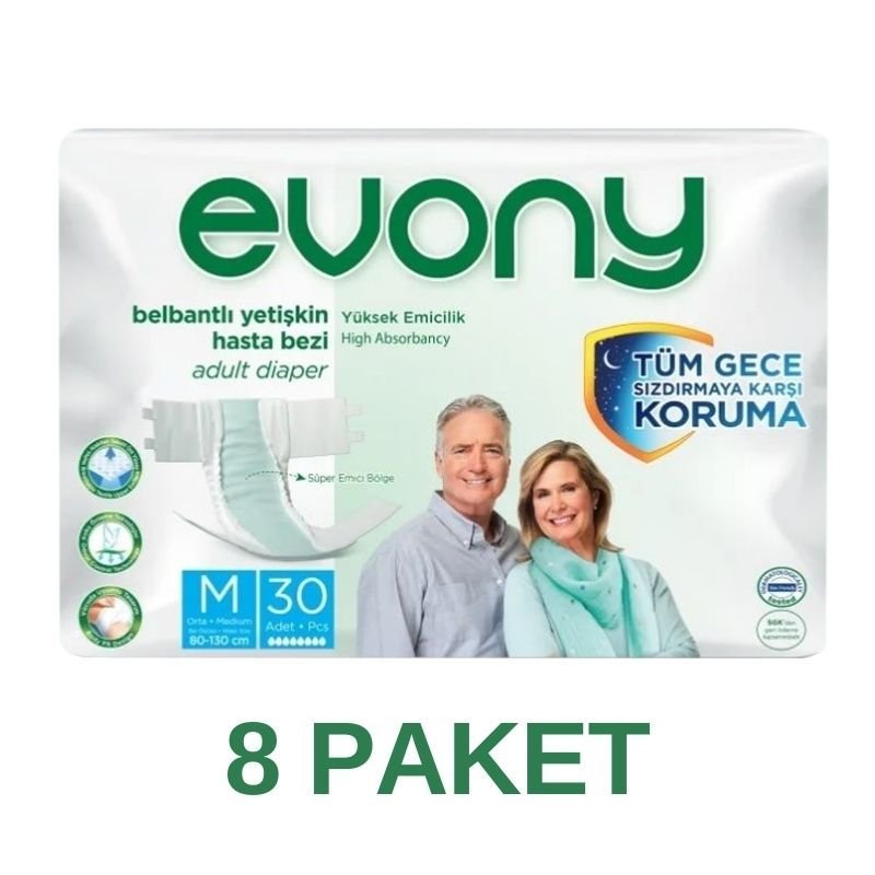 Evony Waistband Adult Diaper M 30 Pieces 8 Pack