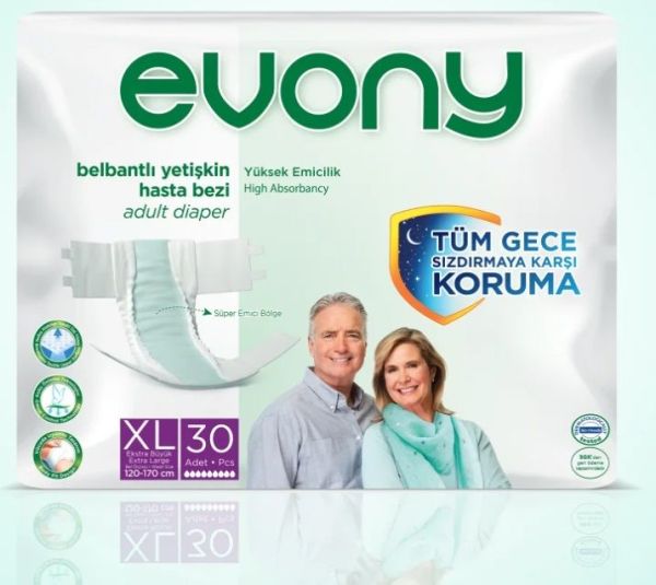 Evony Belbantlı Yetişkin Hasta Bezi XL 30 Lu 6 Paket