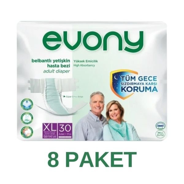Evony Belbantlı Yetişkin Hasta Bezi XL 30 Lu 8 Paket