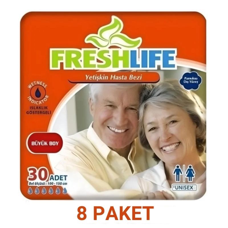 Freshlife Belbantlı Yetişkin Hasta Bezi L 30 Lu 8 Paket