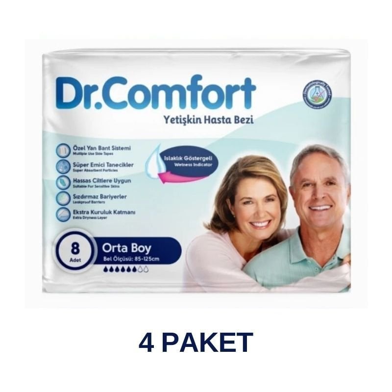 Dr.Comfort Yetişkin Bel Bantlı Hasta Bezi M 8 Li 4 Paket