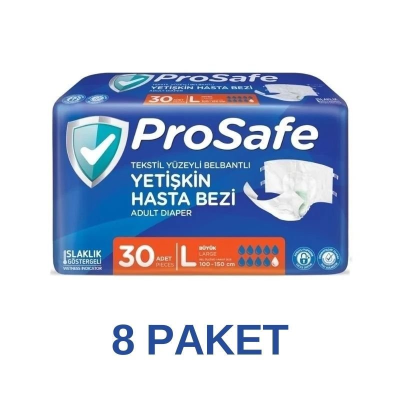 Prosafe Belbantlı Yetişkin Hasta Bezi L 30 Lu 8 Paket