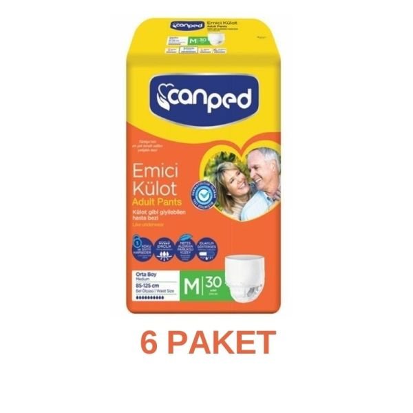 Canped Emici Külot Yetişkin Hasta Bezi M 30 Lu 6 Paket
