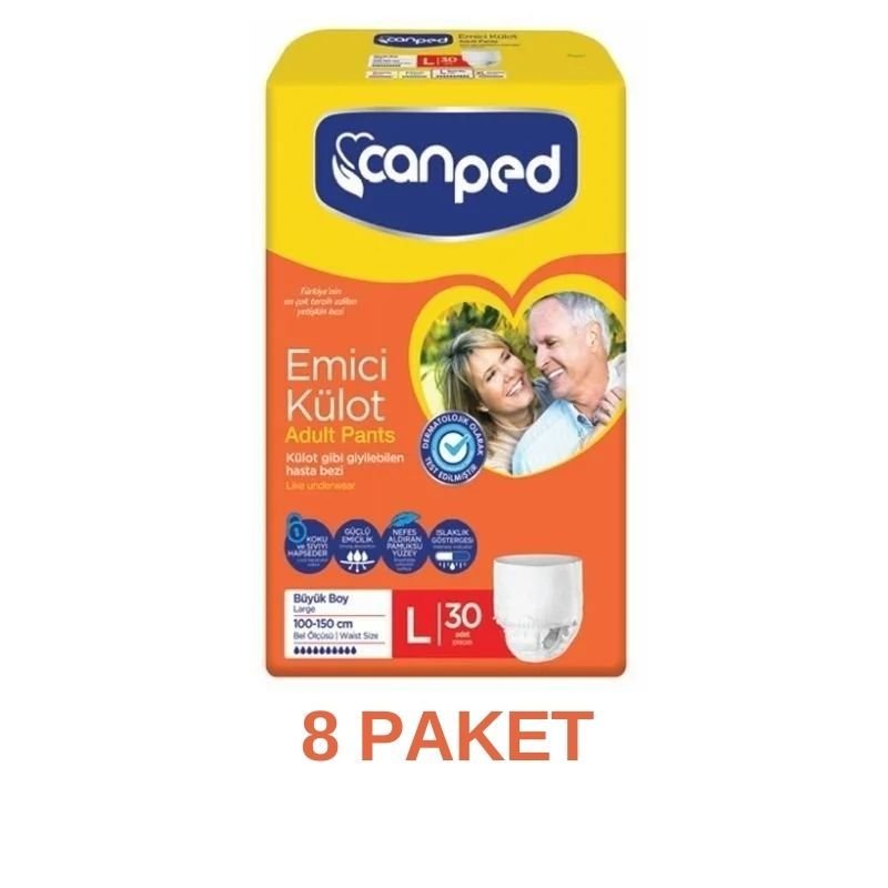 Canped Emici Külot Yetişkin Hasta Bezi L 30 Lu 8 Paket
