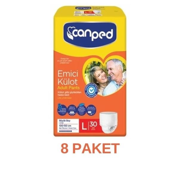 Canped Absorbent Panties Adult Diaper L 30 Pieces 8 Pack