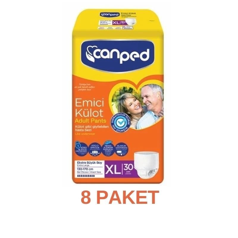 Canped Absorbent Panties Adult Diaper XL 30 Pieces 8 Pack