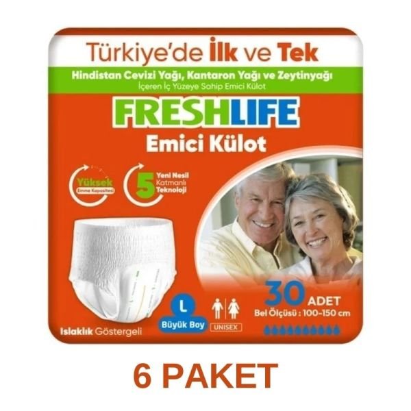 Freshlife Emici Külot Yetişkin Hasta Bezi L 30 Lu 6 Paket