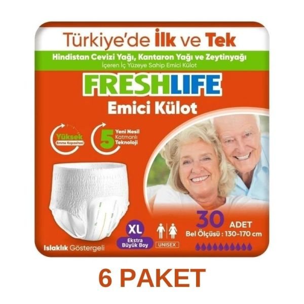 Freshlife Emici Külot Yetişkin Hasta Bezi XL 30 Lu 6 Paket