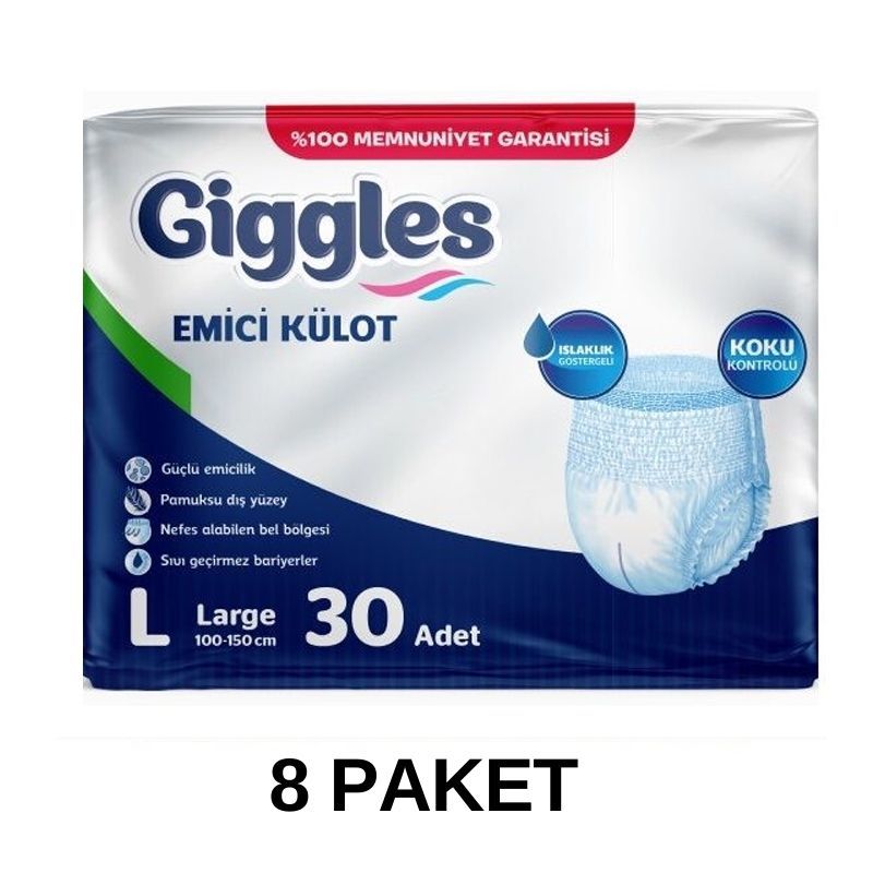 Giggles Emici Külot Yetişkin Hasta Bezi L 30 Lu 8 Paket