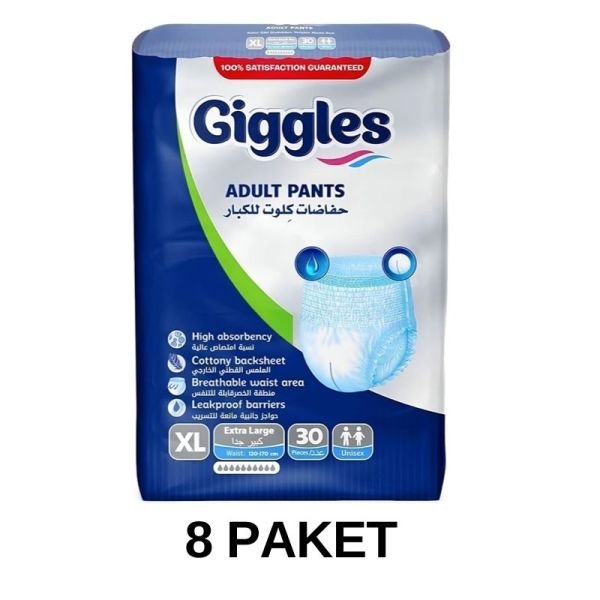 Giggles Emici Külot Yetişkin Hasta Bezi XL 30 Lu 8 Paket