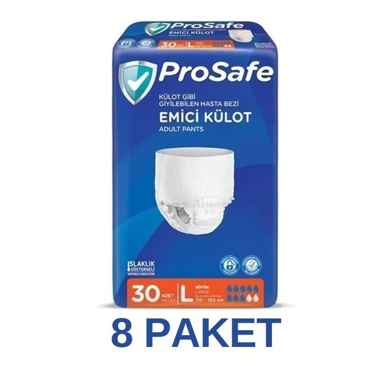 Prosafe Absorbent Panties Adult Diaper L 30 Pieces 8 Pack