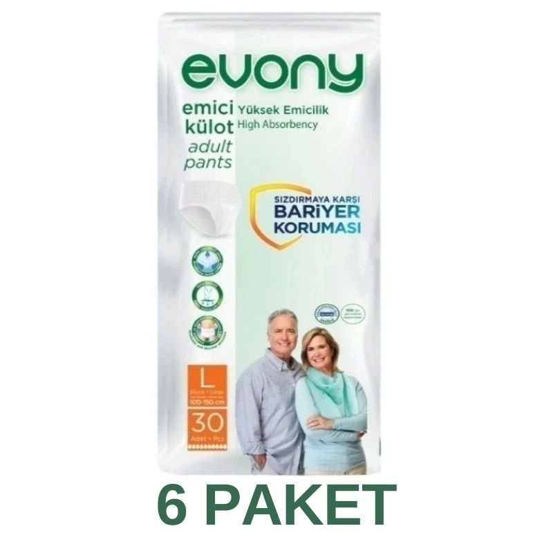 Evony Absorbent Panties Adult Diaper L 30 Pieces 6 Pack