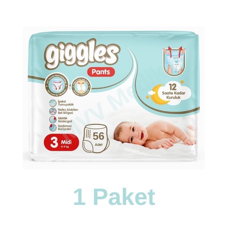 Giggles Pants Külotlu Bebek Bezi 3 Numara Midi 56 Lı