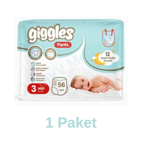 Giggles Pants Külotlu Bebek Bezi 3 Numara Midi 56 Lı
