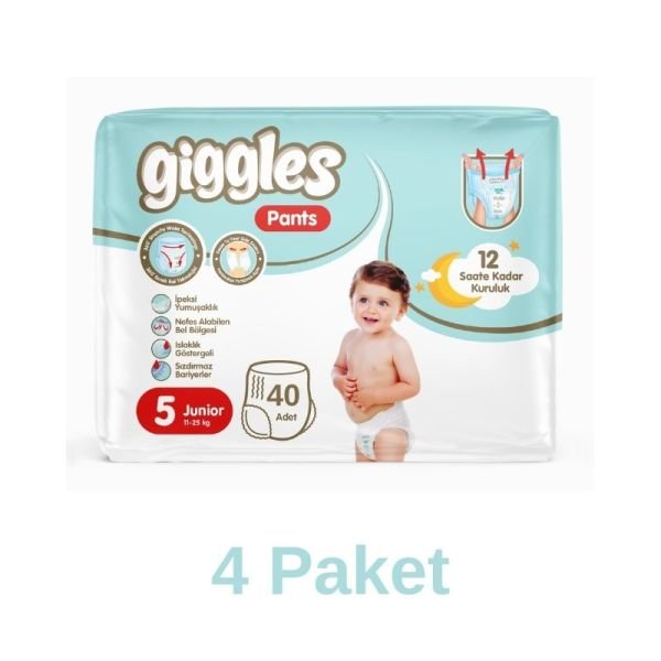 Giggles Pants Külotlu Bebek Bezi 5 Numara Junior 40 Lı 4 Paket