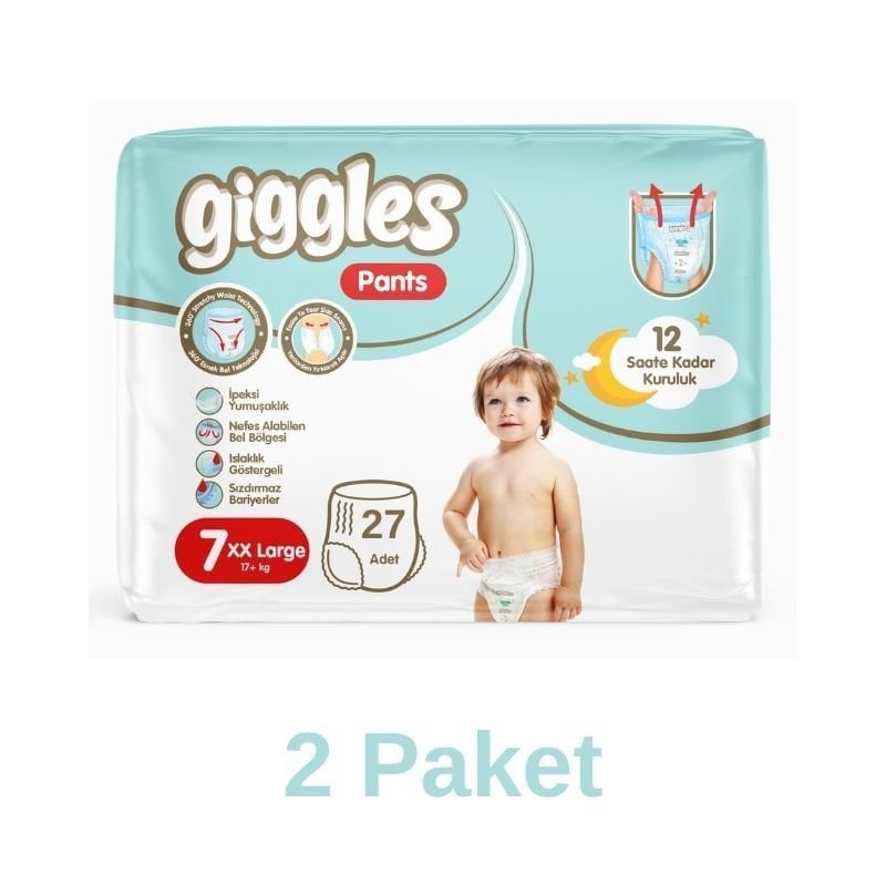 Giggles Pants Külotlu Bebek Bezi 7 Numara XXl 27 Li 2 Paket