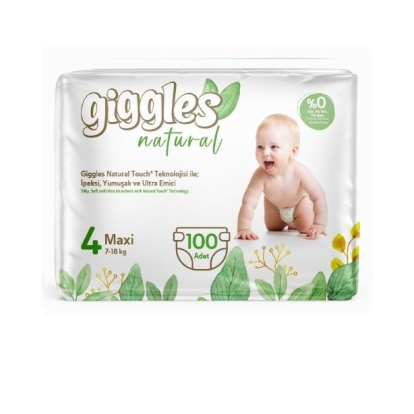 Giggles Natural Pamuklu Bebek Bezi 4 Numara Maxi 100 Lü