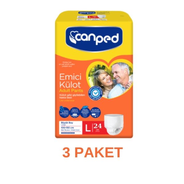 Canped Absorbent Panties Adult Diaper L 24 Pieces 3 Pack