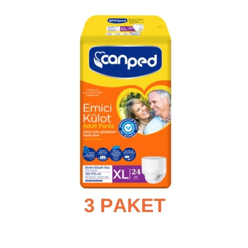 Canped Absorbent Panties Adult Diaper XL 24 Pieces 3 Pack