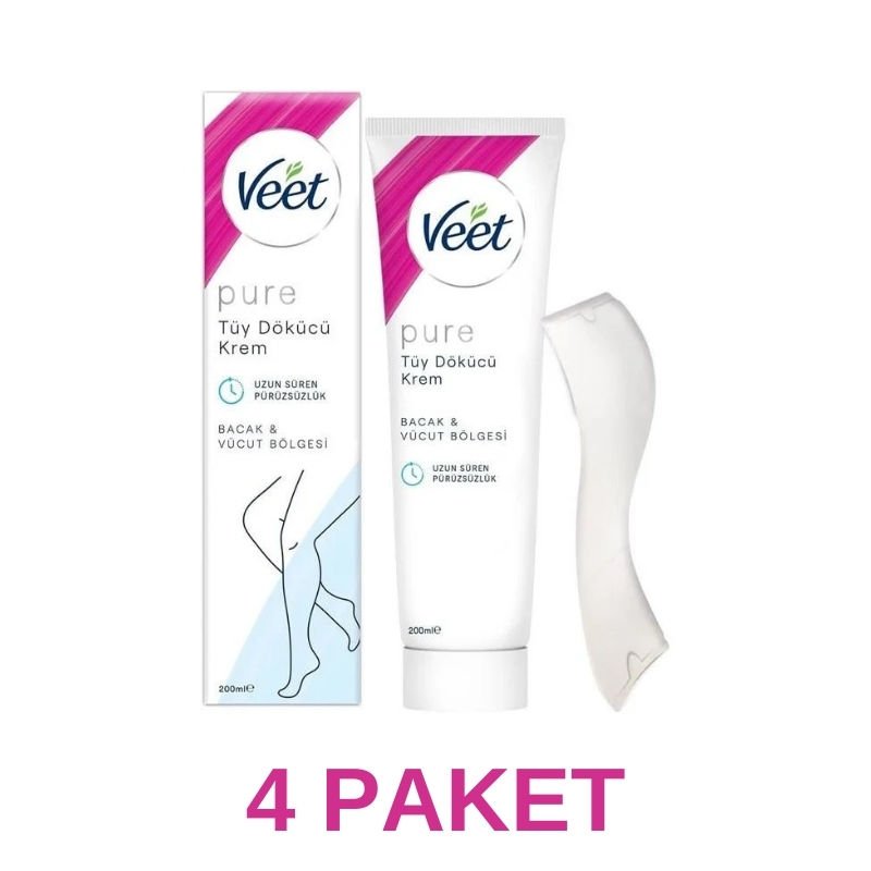 Veet Pure Tüy Dökücü Krem Bacak Ve Vücut Bölgesi 200 ml 4 Paket
