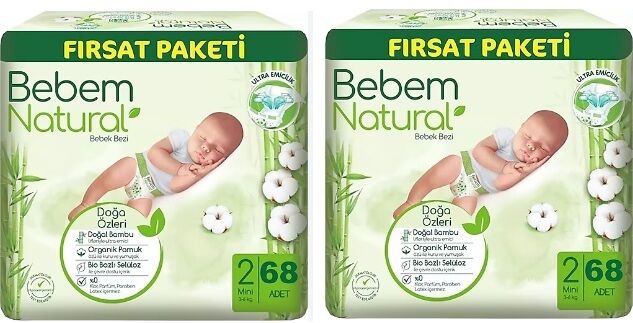 Bebem Natural Mini Diaper Number 2 42 Pieces 2 Packs