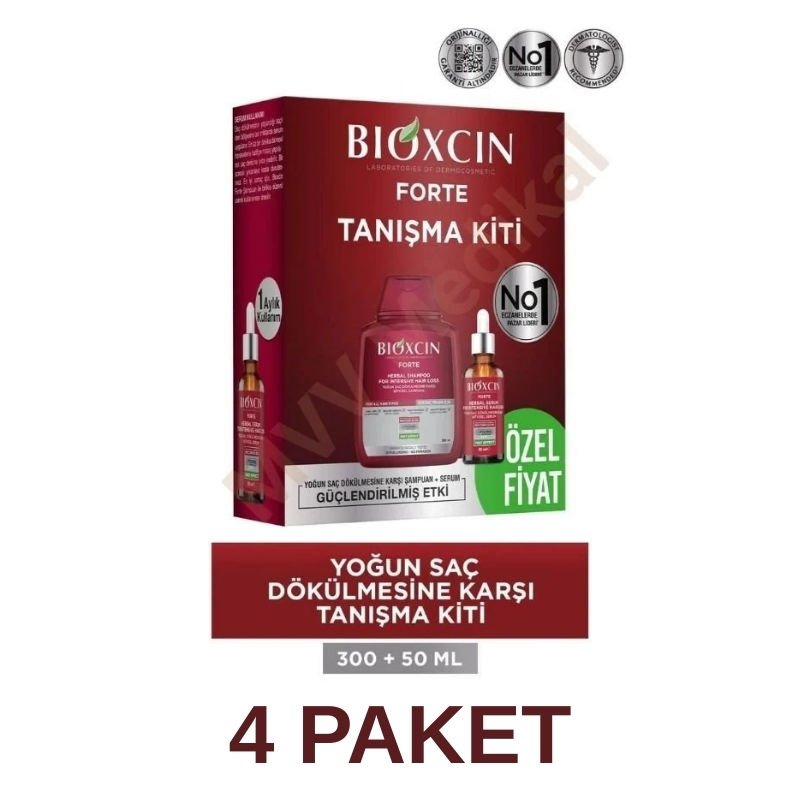 Bioxcin Forte Saç Dökülmesine Karşı Şampuan 300 ml + Serum 4 Paket