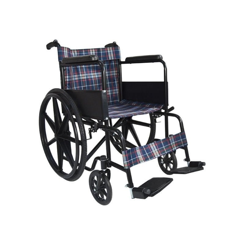 Golfi G100E Manuel Standart Tekerlekli Sandalye Ekose Kumaş